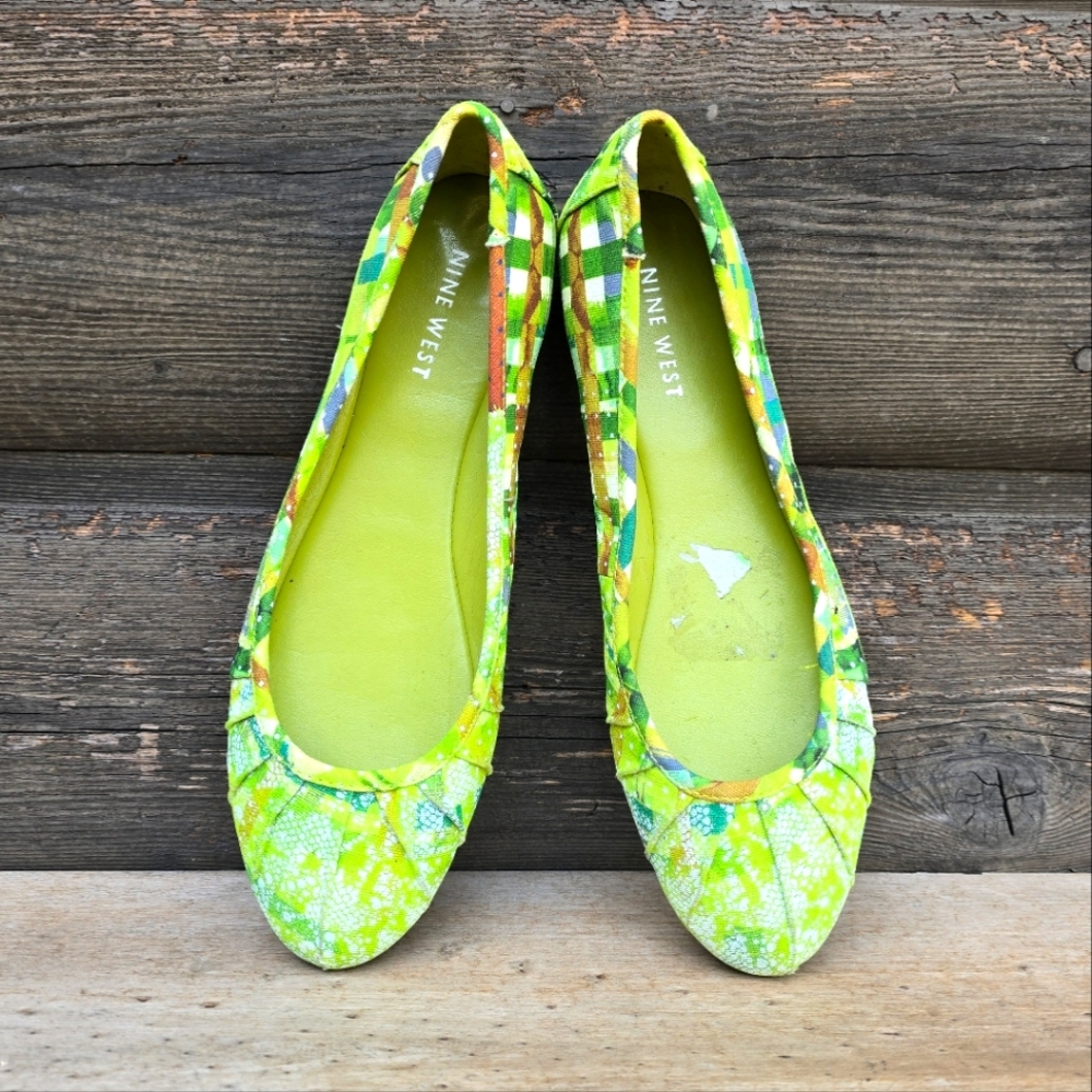 Nine West Blustery Y2K Art Pop Rouched Round Toe Comfort Ballet Flats 7M - Picture 6 of 14